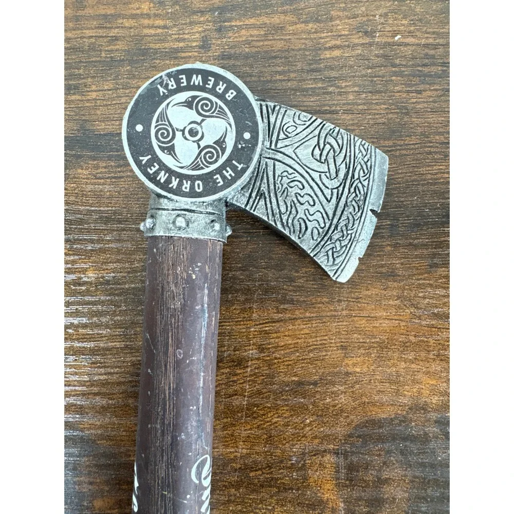 The Orkney Brewery Skull Splitter Ale Viking Axe Beer Tap Handle Silver Brown